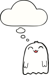 cartoon ghost and thought bubble