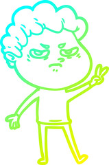 cold gradient line drawing cartoon angry man