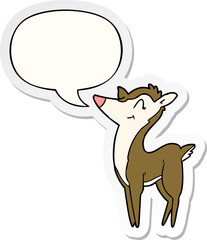 cartoon deer and speech bubble sticker