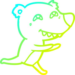 cold gradient line drawing cartoon bear running