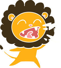 flat color style cartoon roaring lion