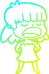 Obraz premium cold gradient line drawing cartoon woman talking loudly