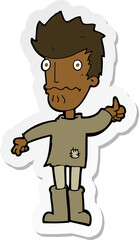 sticker of a cartoon worried man giving thumbs up symbol