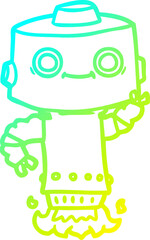 cold gradient line drawing cartoon robot