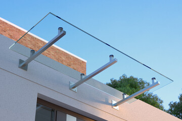 Glass canopy over the front door, 3d illustration