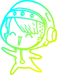 cold gradient line drawing happy cartoon space girl