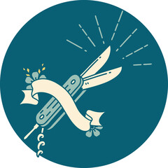 icon of tattoo style folding knife