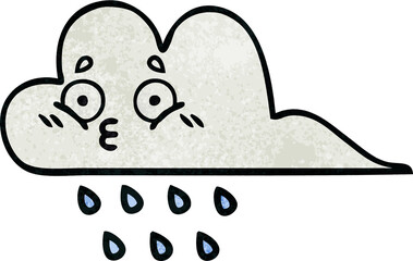 retro grunge texture cartoon rain cloud