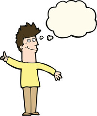 cartoon man with idea with thought bubble