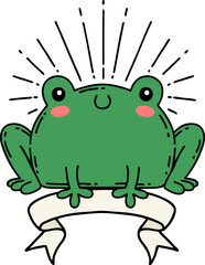 banner with tattoo style happy frog