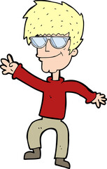 cartoon waving cool guy