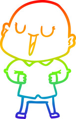 rainbow gradient line drawing happy cartoon bald man