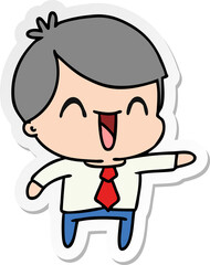 sticker cartoon of kawaii man in suit