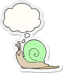 cartoon snail and thought bubble as a printed sticker