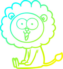 cold gradient line drawing happy cartoon lion