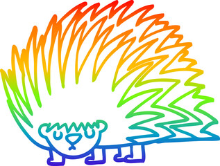 rainbow gradient line drawing cartoon spiky hedgehog