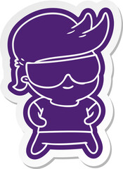 cartoon sticker kawaii kid with shades
