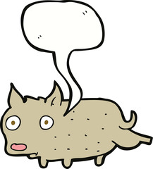 cartoon little dog cocking leg with speech bubble