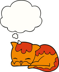 cartoon cat sleeping and thought bubble