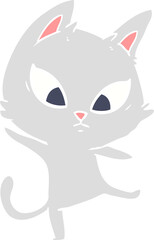confused flat color style cartoon cat