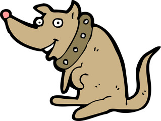 cartoon happy dog in big collar