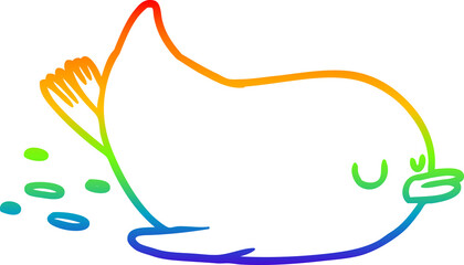 rainbow gradient line drawing cartoon sliding penguin