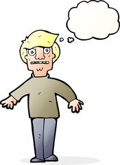 cartoon shocked man with thought bubble
