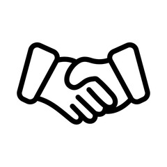 hand shake business icon with black outline style. business, icon, checklist, symbol, document, vector, report. Vector illustration