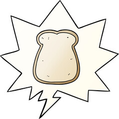 cartoon slice of bread and speech bubble in smooth gradient style
