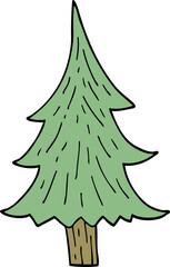 cartoon doodle pine trees