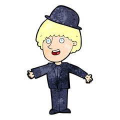 cartoon man in bowler hat