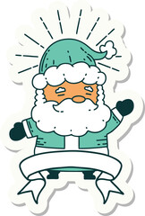 sticker of tattoo style santa claus christmas character