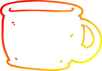 warm gradient line drawing cartoon coffee cup