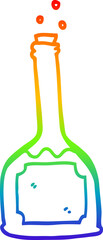 rainbow gradient line drawing cartoon bottle of red wine