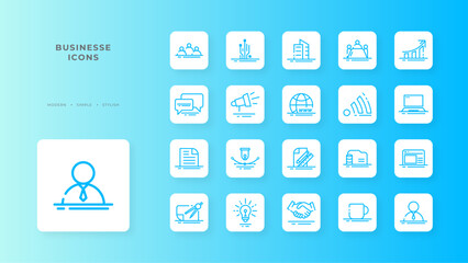 Business icon collection with black outline style. network, outline, social, person, web, business, collection. Vector illustration