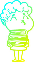 cold gradient line drawing cartoon man pouting