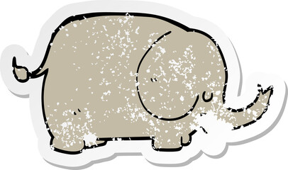 distressed sticker of a cartoon elephant
