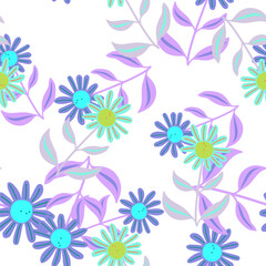 Fototapeta na wymiar Simple flower seamless pattern. Elegant botanical background. Abstract floral wallpaper.