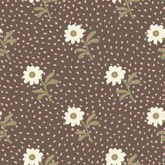 Cute flower seamless pattern in simple style. Hand drawn floral endless background.