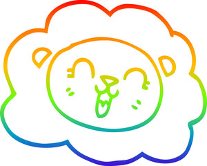 rainbow gradient line drawing cartoon happy lion