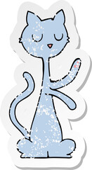 retro distressed sticker of a cartoon cat