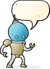 cartoon alien robot with speech bubble