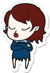 sticker of a cute cartoon vampire girl