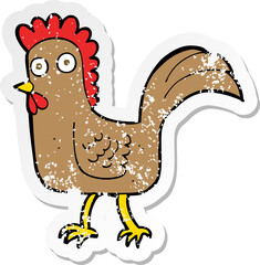 retro distressed sticker of a cartoon chicken