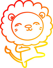 warm gradient line drawing cartoon lion