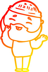 warm gradient line drawing cartoon happy bearded man