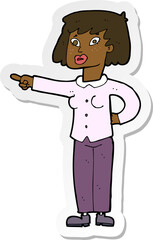 sticker of a cartoon woman pointing