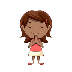 Little girl praying, standing, child, giving thanks
