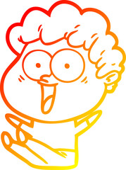 warm gradient line drawing cartoon happy man