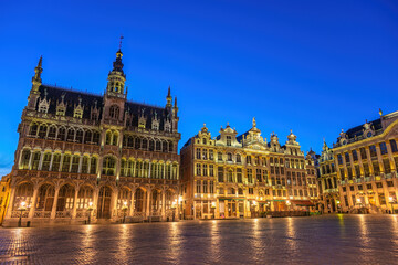 Fototapeta na wymiar Brussels Belgium, night city skyline at Grand Place Square